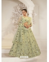 Olive Green Designer Bridal Wear Net Lehenga Choli