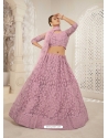 Dusty Pink Designer Bridal Wear Net Lehenga Choli