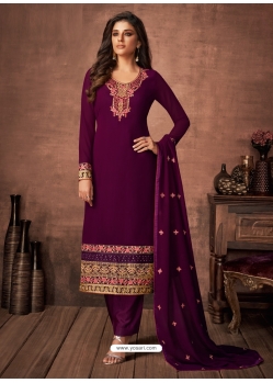 Purple Designer Party Wear Faux Georgette Straight Salwar Suit