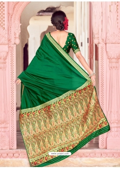 Forest Green Designer Wedding Wear Silk Sari
