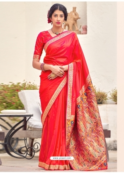 Red Designer Wedding Wear Silk Sari