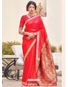Red Designer Wedding Wear Silk Sari