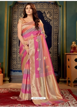 Multi Colour Designer Wedding Wear Banarasi Silk Sari