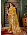 Mustard Designer Wedding Wear Banarasi Silk Sari