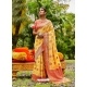 Yellow Designer Wedding Wear Soft Silk Sari