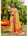 Yellow Designer Wedding Wear Soft Silk Sari