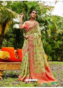 Green Designer Wedding Wear Soft Silk Sari