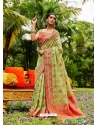 Green Designer Wedding Wear Soft Silk Sari