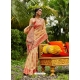 Cream Designer Wedding Wear Soft Silk Sari