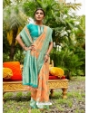 Light Orange Designer Wedding Wear Soft Silk Sari