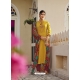 Yellow Readymade Embroidered Designer Viscose Palazzo Suit