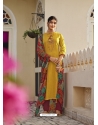 Yellow Readymade Embroidered Designer Viscose Palazzo Suit