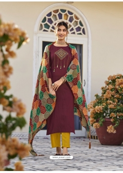 Maroon Readymade Embroidered Designer Viscose Palazzo Suit