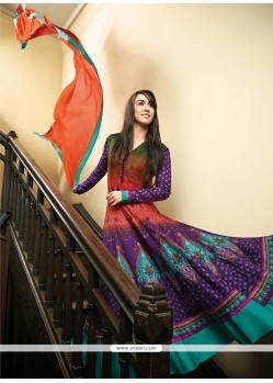 Lustrous Purple Cotton Anarkali Salwar Suit