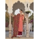 Light Red Readymade Embroidered Designer Viscose Palazzo Suit