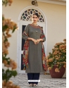 Grey Readymade Embroidered Designer Viscose Palazzo Suit