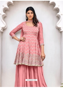 Pink Heavy Designer Wedding Heavy Blooming Georgette Salwar Suit