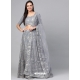 Grey Designer Wedding Wear Soft Net Lehenga Choli