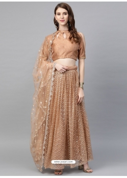 Camel Designer Wedding Wear Soft Net Lehenga Choli