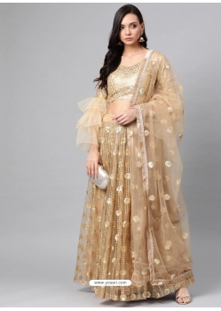 Gold Designer Wedding Wear Soft Net Lehenga Choli