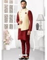 Maroon Exclusive Readymade Designer Kurta Pajama With Jacket