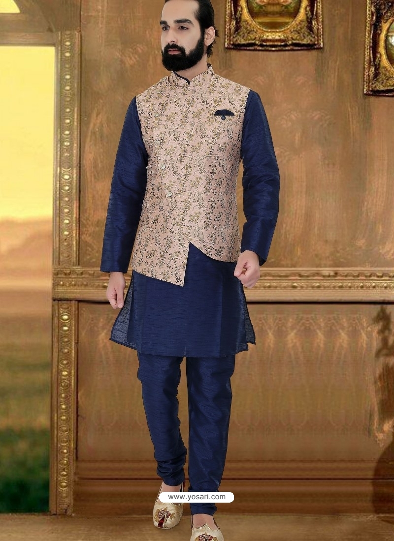 Cream Latest Jacket Style Designer Indian Punjabi Kurta Pajama ...