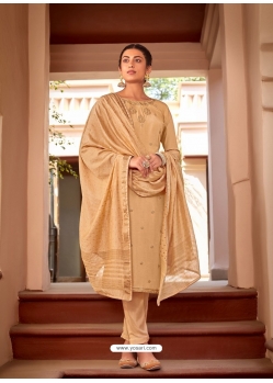 Light Beige Designer Party Wear Cotton Silk Salwar Suit