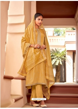 Mustard Designer Party Wear Cotton Silk Salwar Suit