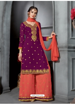 Purple Designer Party Wear Faux Georgette Salwar Suit