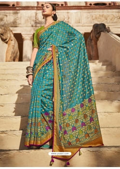 Blue Designer Party Wear Silk Sari