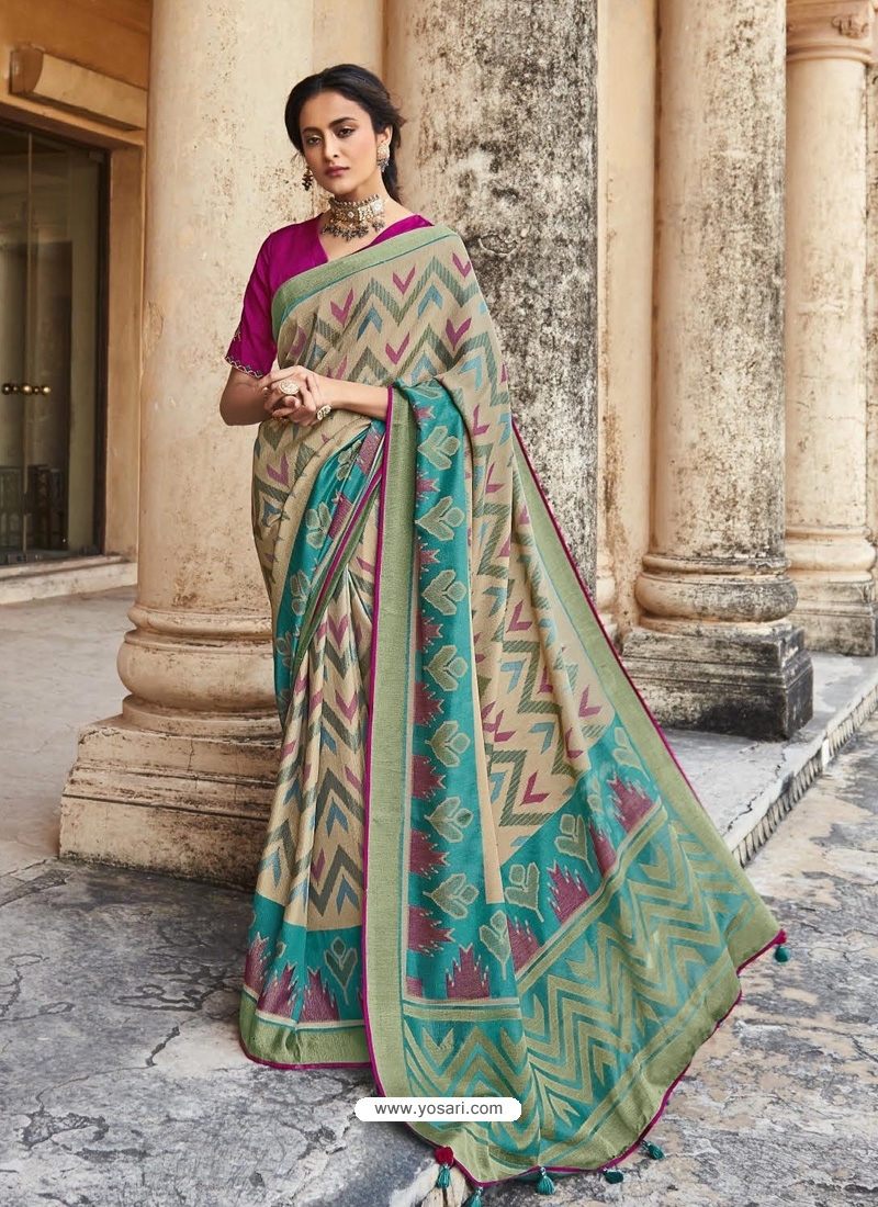 Multi Colour Designer Party Wear Silk Sari