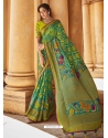Turquoise Designer Party Wear Silk Sari