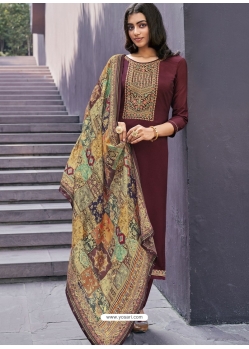 Maroon Designer Festive Wear Parampara Silk Salwar Suit