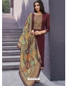 Maroon Designer Festive Wear Parampara Silk Salwar Suit