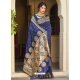 Dark Blue Designer Wedding Wear Banarasi Soft Silk Sari