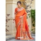 Orange Designer Wedding Wear Banarasi Soft Silk Sari