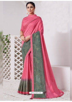 Pink Designer Wedding Wear Viscose Silk Sari