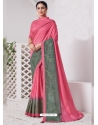 Pink Designer Wedding Wear Viscose Silk Sari