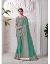 Aqua Mint Designer Wedding Wear Viscose Silk Sari