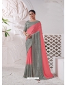 Peach Designer Wedding Wear Viscose Silk Sari
