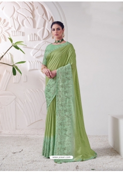 Green Designer Wedding Wear Viscose Silk Sari