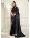 Black Designer Wedding Wear Soft Georgette Sari