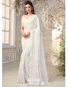 White Designer Wedding Wear Soft Georgette Sari