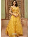Yellow Designer Wedding Wear Organza Lehenga Choli