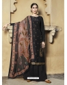 Black Pure Viscose Russian Silk Jacquard Designer Salwar Suit