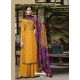 Mustard Pure Viscose Russian Silk Jacquard Designer Salwar Suit