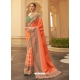 Orange Designer Wedding Wear Silk Sari