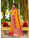 Mustard Designer Wedding Wear Soft Silk Sari