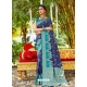 Dark Blue Designer Wedding Wear Soft Silk Sari