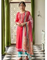 Dark Peach Designer Cotton Satin Salwar Suit